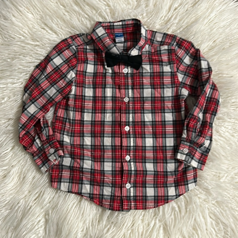 Boys checkered bow-tie blouse